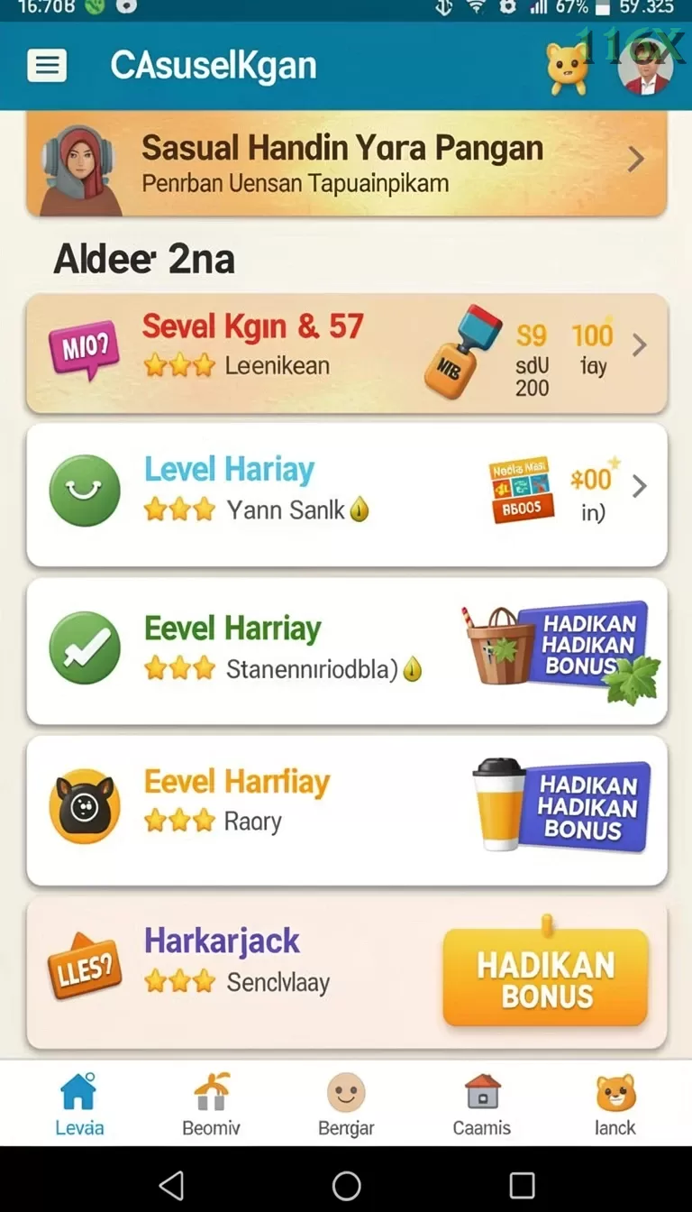 Cuplikan layar KOKITOTO — menu navigasi